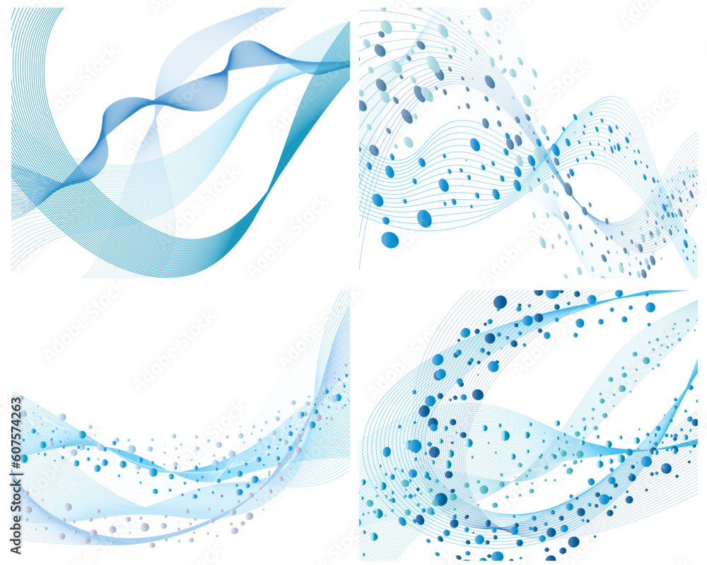 Poster set of four abstract vector water background