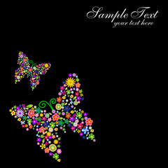 spring flower butterfly vector illustration