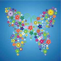 spring flower butterfly vector illustration