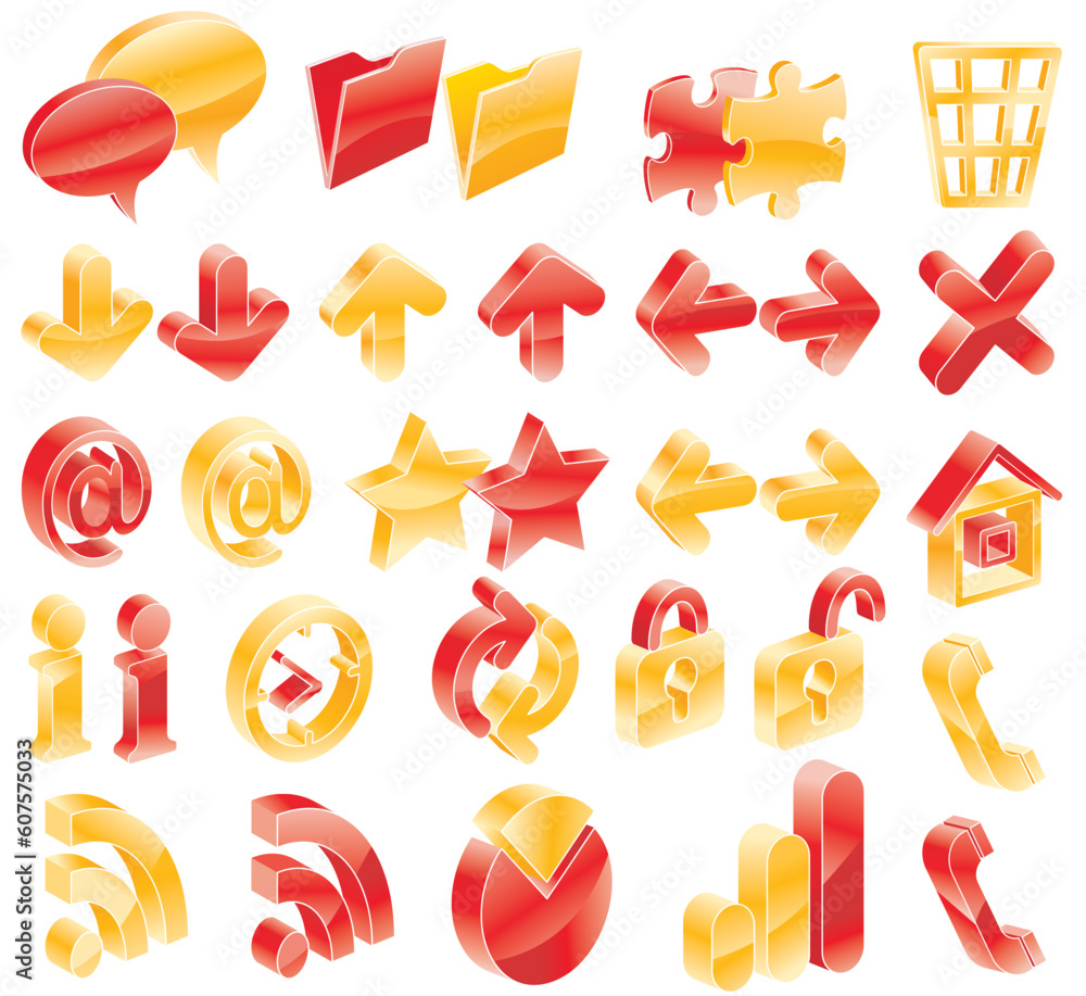 Poster set of glossy web icons in two colors