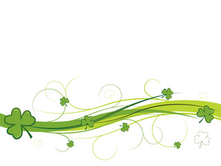 Shamrock and swirls banner.  Grouped for easy editing.