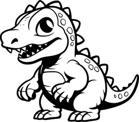 Dinosaur Cartoon Line Art