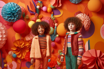 kids playing in a colorful studio environment