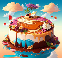 Creamy Delight: New York Cheesecake - Delicia Cremosa: Cheesecake de Nueva York (generated with AI)