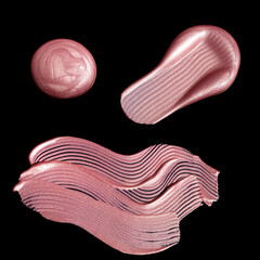 pink shimmer swatch of lipgloss, bright color cosmetic product stroke, acryl gouache oil paint texture, cosmetic or beauty product texture