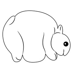 Stylized rabbit. Native American ethnic animal design of Maya Indians. Black and white linear silhouette.