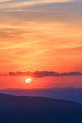 Sunset in Spring in Blue Ridge Mountains