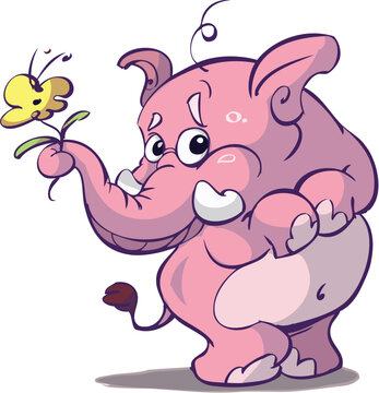 cute pink elephant with flower