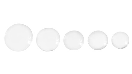 A set of transparent gel drops. On a white background.