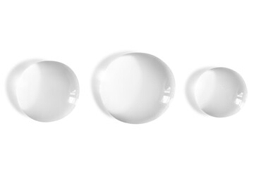A set of transparent gel drops. On a white background.