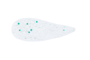 smears and drops of transparent gel with blue granules. On a white background.