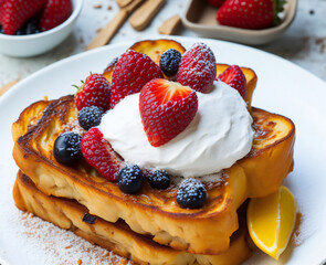 Golden French Toast Delight - Delicia de Tostadas Francesas Doradas (generated with AI)