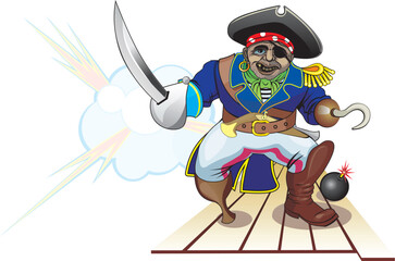 Pirate attack. Vector Illustration