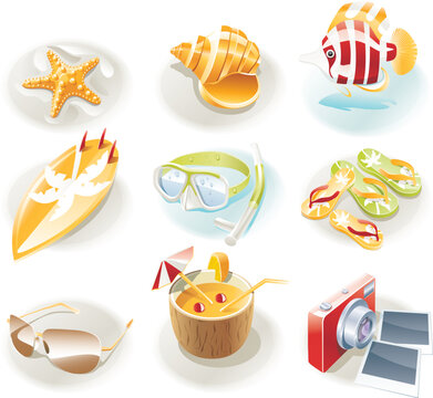 Tropical vacations related icons