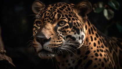 Fototapeta na wymiar Majestic big cats stare with elegance and danger generated by AI