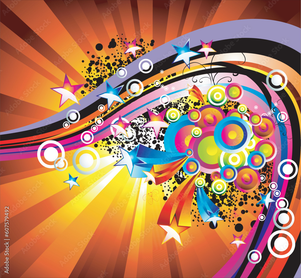 Poster background mix of abstract colorful elements