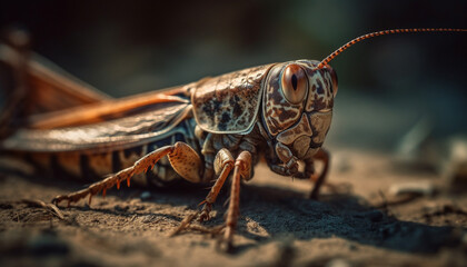 Fototapeta premium Sharp insect leg grips leaf in spooky forest generated by AI