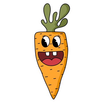 Retro cartoon summer vegetable carrot for wrapping paper and fabrics and linens and kids
