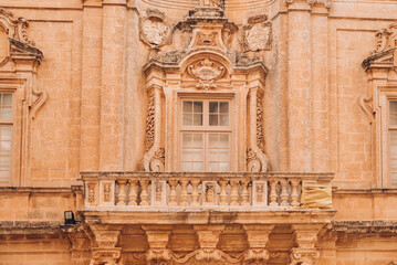 Detail of the facade of the ancient building 