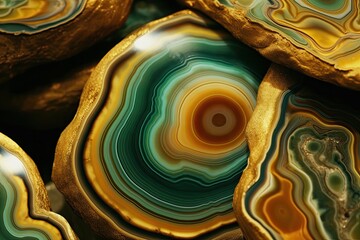 Close Up View of a Group of Agate Stones Generative AI