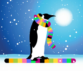 Penguin, winter in Arctic