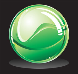 three dimensional green glossy sphere