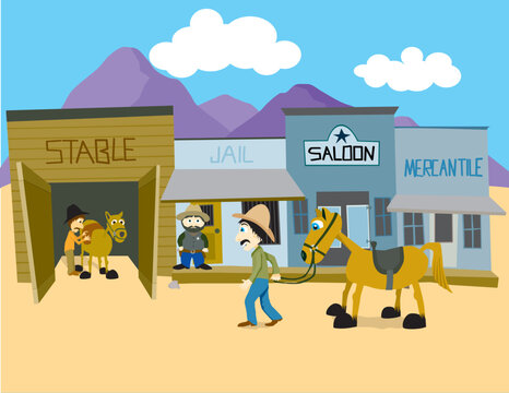 Vector illustration of a western town.