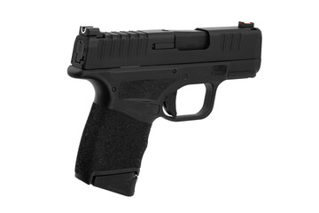 Modern semi-automatic pistol isolate on a white background. Armament for the army and police....