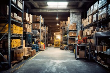 stock photo of warehouse room with stuff tools equipment photography Generative AI