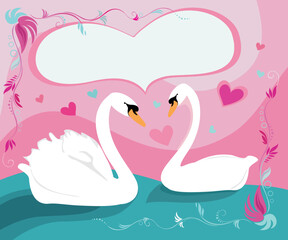 Obraz premium vector illustration of a cute swan