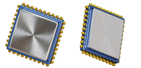 Chip, cpu model silver color, chip crises, Png. 3d render.