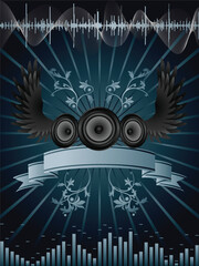 Vector abstract background with audio speakers.