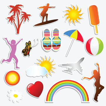 Various different summer themed stickers