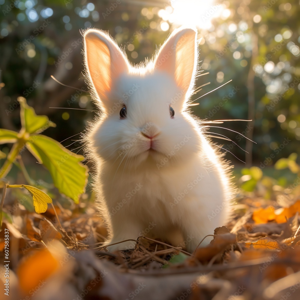 Canvas Prints Fluffy Delight: Captivating Cuteness of Florida White Bunny