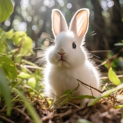 Fluffy Wonder: Florida White Bunny's Photorealistic Adorableness