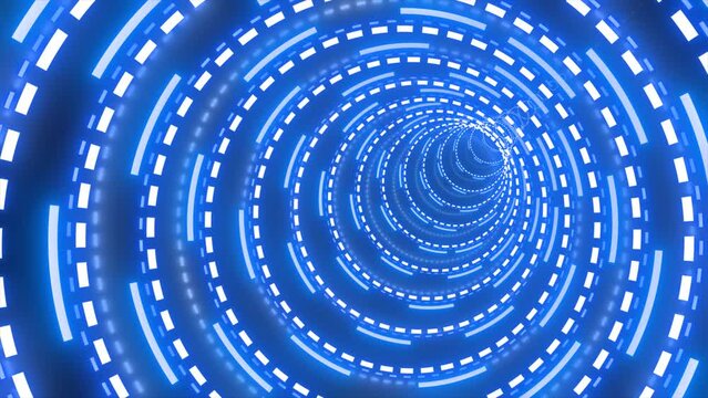 Abstract futuristic blue hi-tech tunnel from energy circles and magic lines background