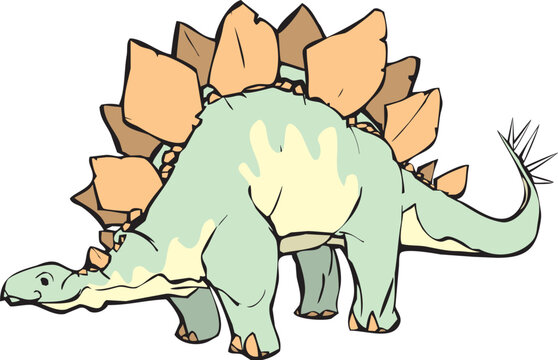 Stegosaurus  with a pleasant expression and yellow patterning.