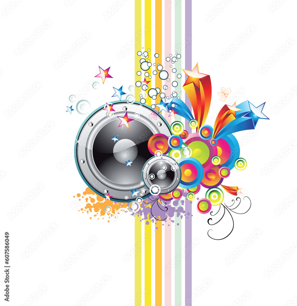 Poster disco music event background with colorful abstract elements