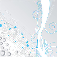 white/blue abstract painted floral background for design