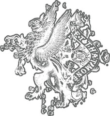heraldic skull shield emblem illustration