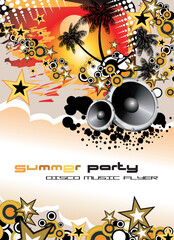 Disco Dance Tropical Music Flyer with colorful background