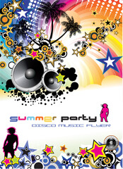 Disco Dance Tropical Music Flyer with colorful background
