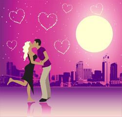 Valentine day, urban scene, couple