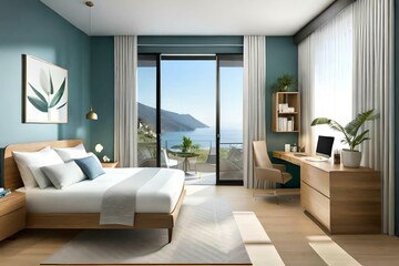 Double bedroom, mediterranean-style interior design