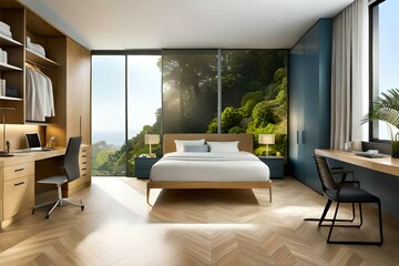 Double bedroom, mediterranean-style interior design