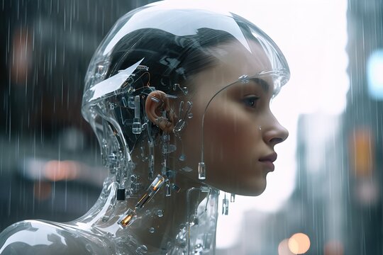 Future robot liquid glass embedded fashion