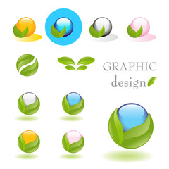 set of  go green icons eco elements