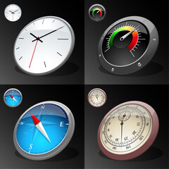 vector of clock, compass, speedometer