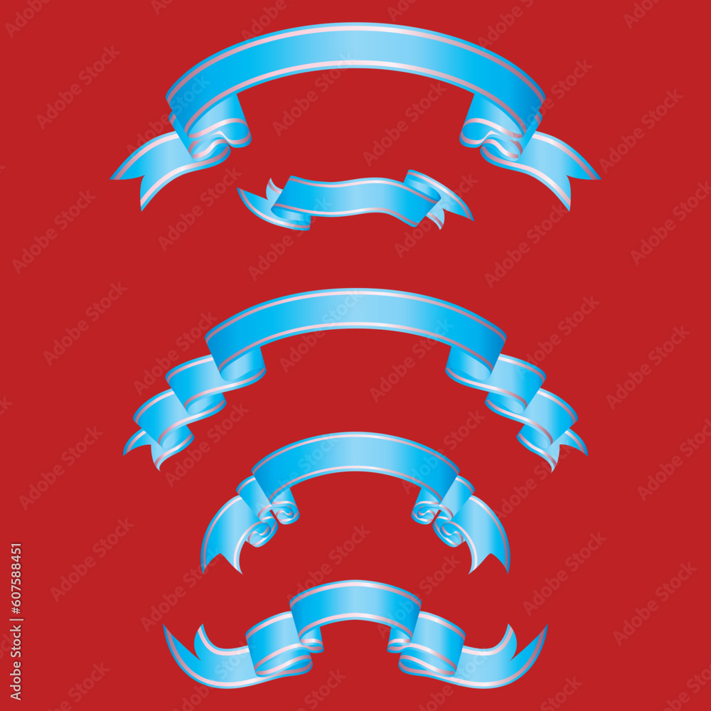 Poster set of different vector ribbons on red background
