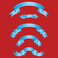 Set of different vector ribbons on red background